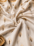 Ivory Gold Booti Handwoven Saree – Taana-Baana