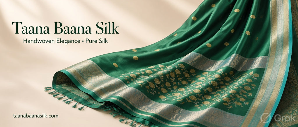 Emerald Green Maheshwari Saree with Zari Border & Traditional Floral Motifs